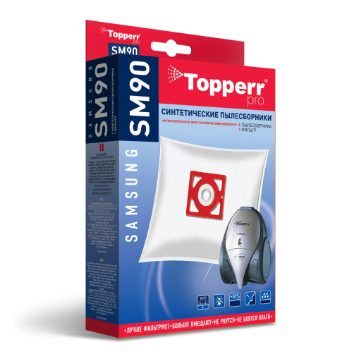 SM 90 Topperr Пылесборник синтетический для пылесоса Samsung (Тип VP-95), 4 шт.в ед.(R) 1407