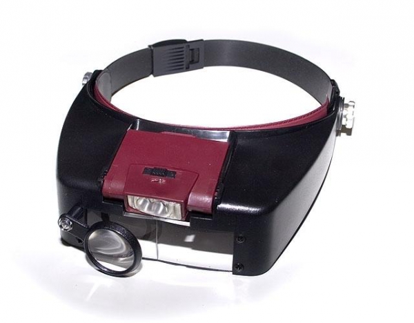 Лупа налобная MG81007-А (ув. 1.5-7х, с подсветкой) код: T061