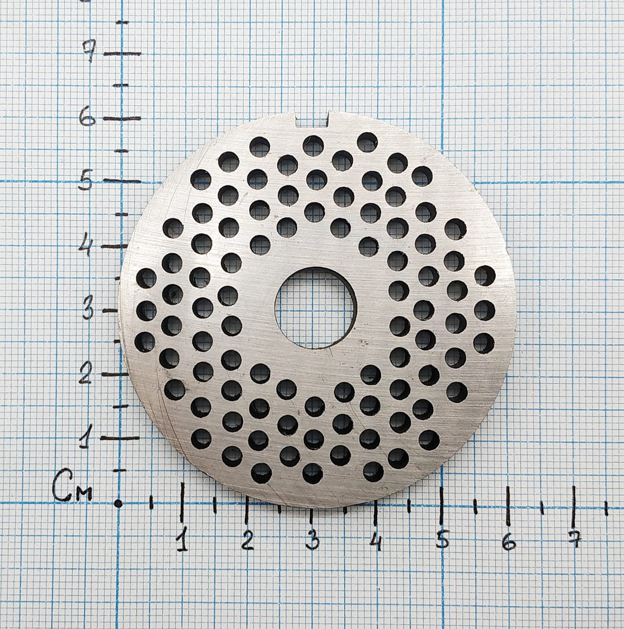 Решетка промышленной мясорубки №1 МИМ-80 без бурта 010047