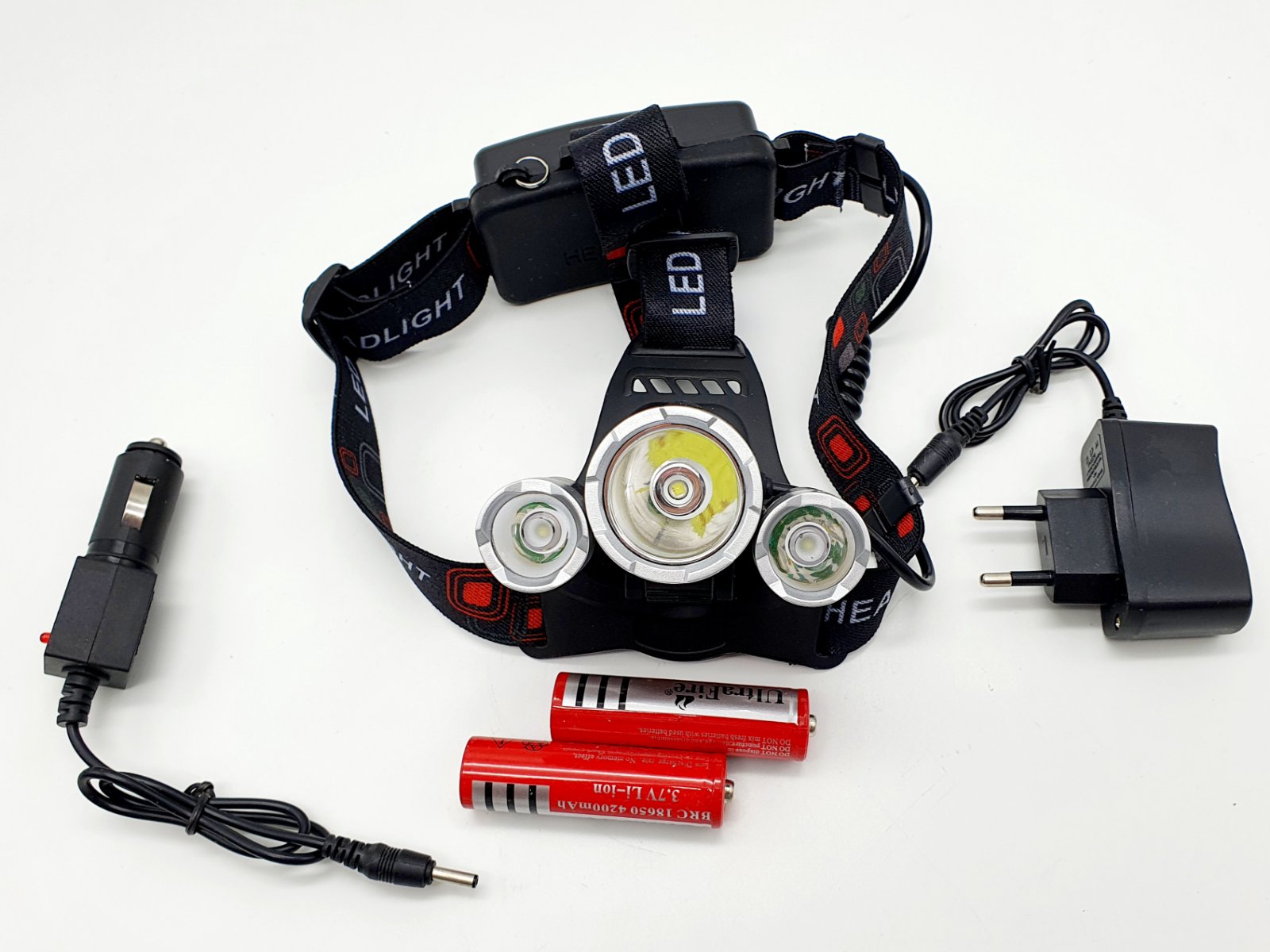 Фонарик светодиодный налобный 3 светодиода код: T028