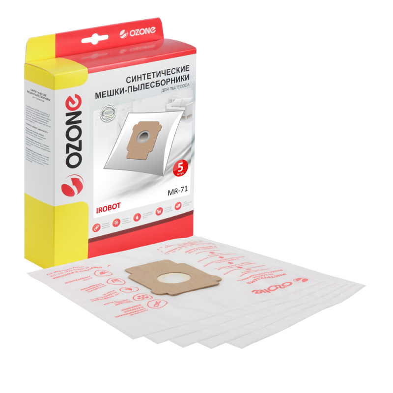 5-17-1 MR-71 Мешки-пылесборники для робота-пылесоса iRobot ROOMBA i7+, 5 шт., бренд: OZONE, арт. MR-71