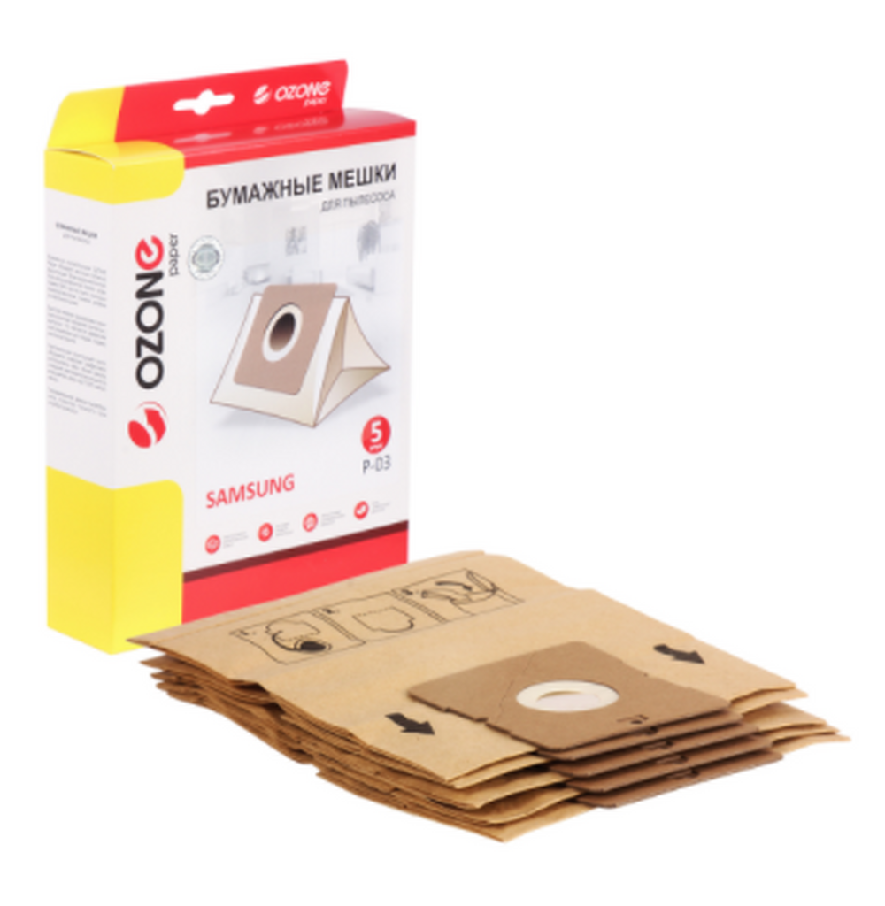 Мешки-пылесборники Ozone бумажные для пылесоса, 5 шт. P-03