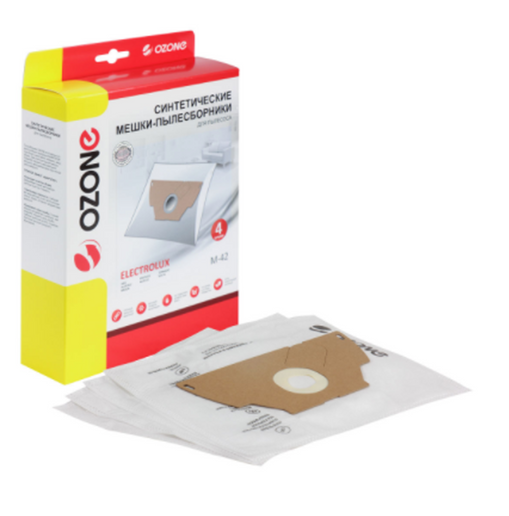 Мешки-пылесборники Ozone синтетические для пылесоса, 4 шт. M-42 
