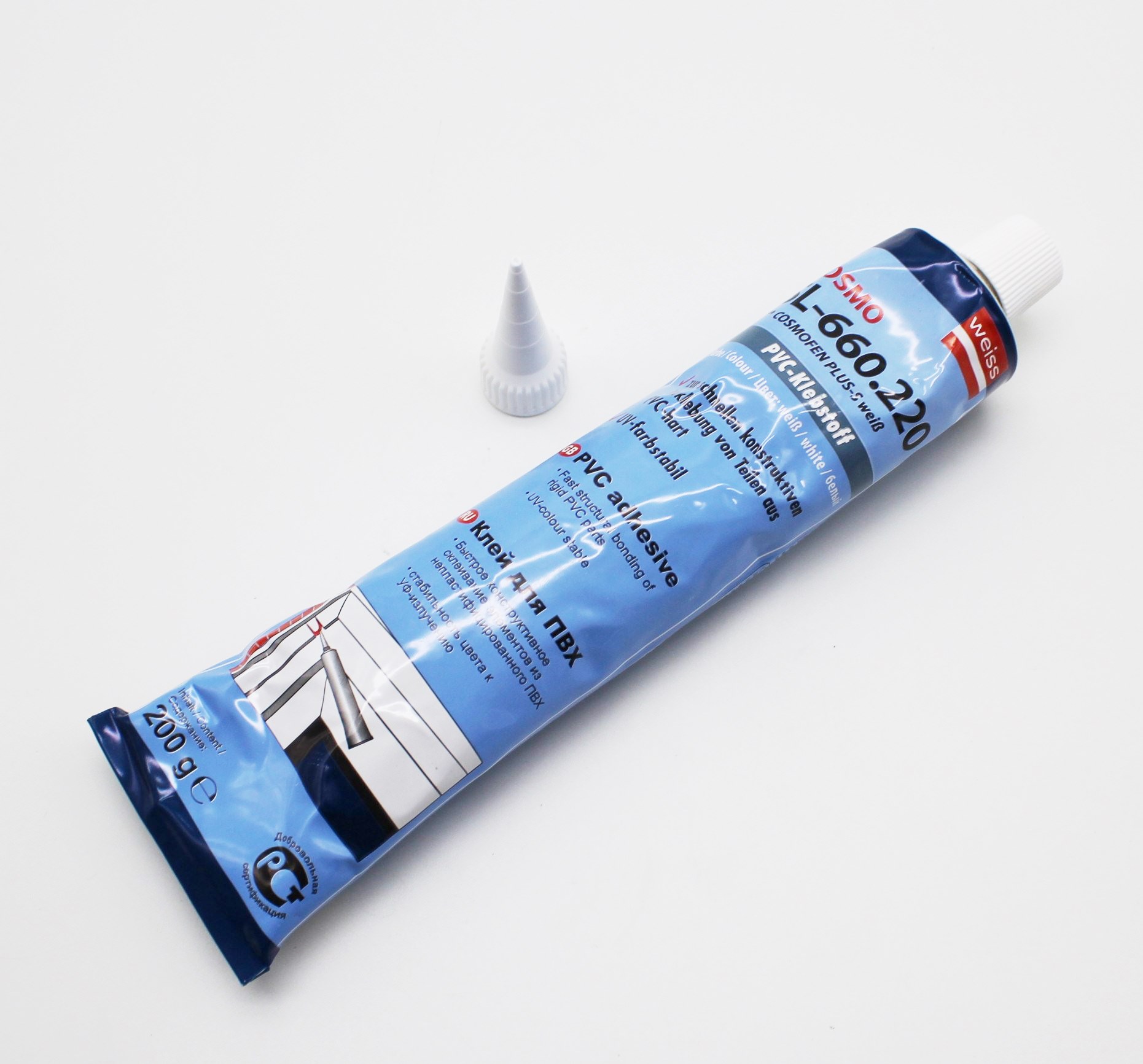 Клей Космофен PLUS-S белый, WEIB, алюминиевый мембранный тюбик, 200 гр  код: KLE001PS