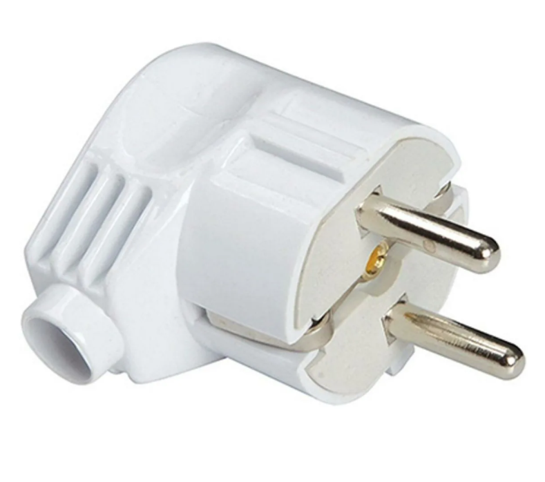 Вилка угловая с заземлением белая 16А 250В ISL2501690VLK