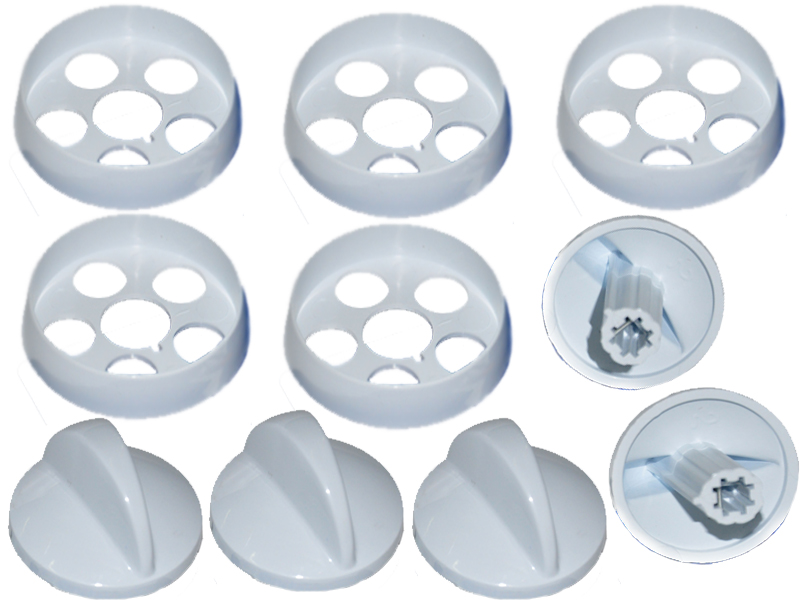 Ручки газовой плиты DARINA GM442 c термостатом (белые), комплект 5шт. ISL442