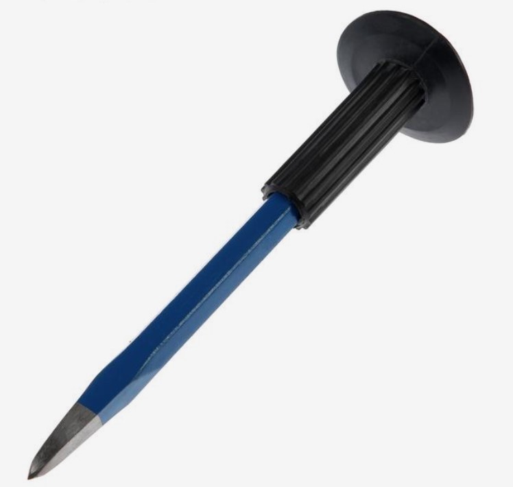 Зубило пикообразное TUNDRA, арматурная сталь, резиновая рукоятка, 250 мм