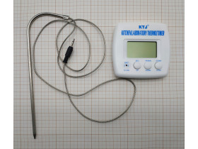 Термометр с таймером кухонный со стальной спицей термощупом. Рабочая температура -50С - +300С. T144