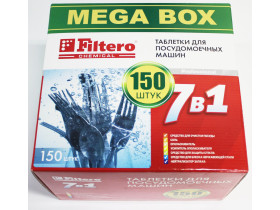 Таблетки Filtero для посудомоечных машин 7 в 1, 150 штук, арт. 704. MEGA BOX