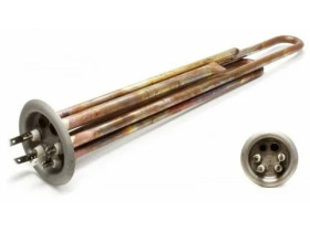 Тэн для водонагревателя/нагревательный элемент для бойлера 2000w (1300+700), медный. 220v, под анод М4, длина 310 мм, фланец RF-64 с прокладкой и анодом