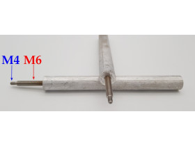 Анод с двойной резьбой (M4 7ММ и M6 30ММ), D16, L150