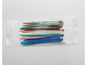 Хомуты 2,5х100 цветные набор 5 цветов (черный, белый, красный, синий, зеленый) (25 штук) TDM код: T547