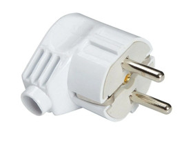 Вилка угловая с заземлением белая 16А 250В ISL2501690VLK